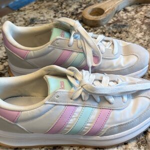 adidas Women's Athletic Shoes - White, Pink, and Light Blue